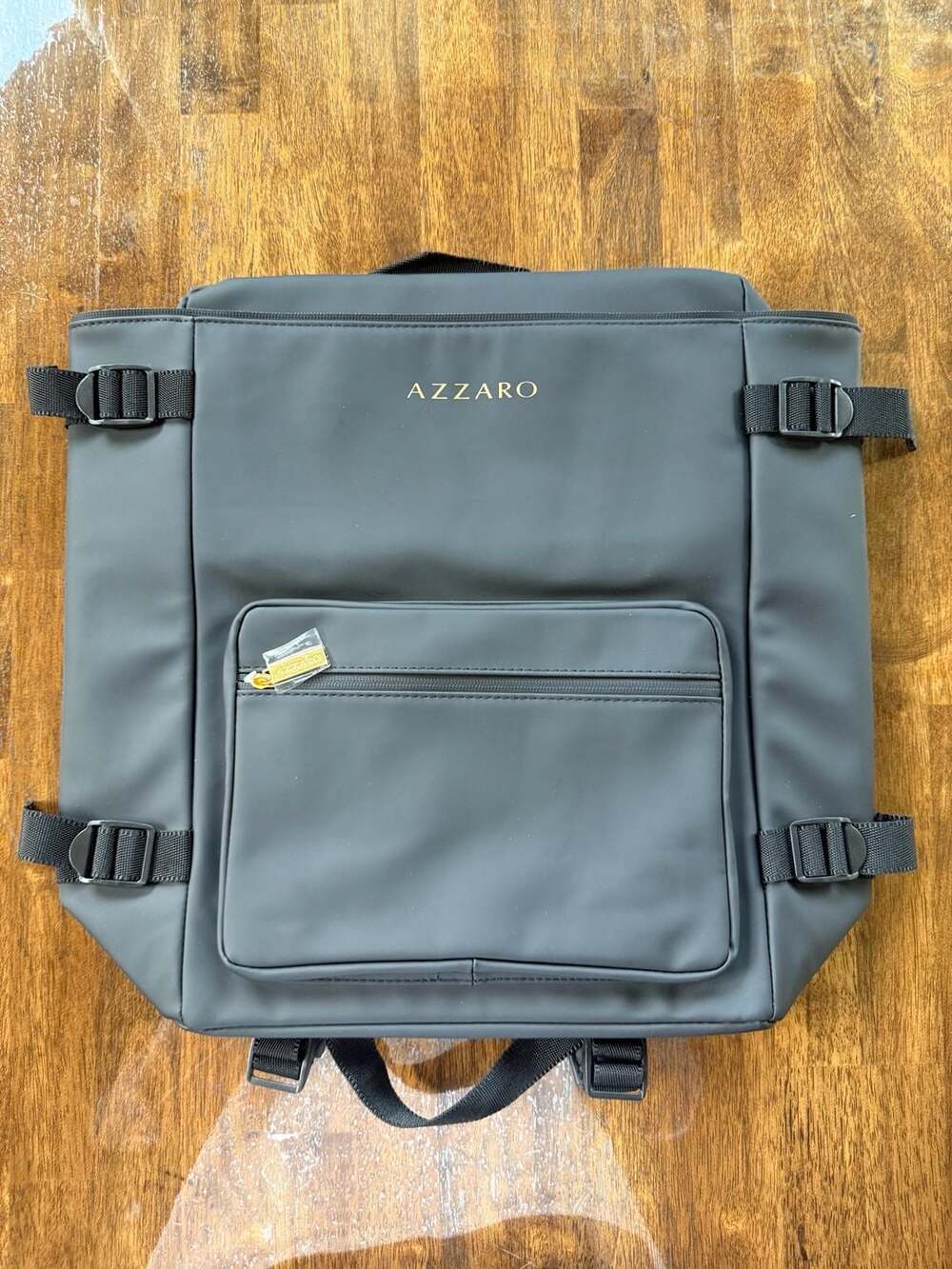 Azzaro Minimalist Black Nylon Everyday Backpack